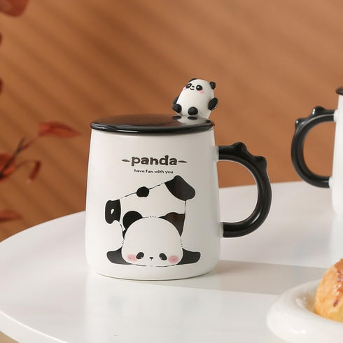 パンダ柄マグカップ ティースプーン・フタ付き